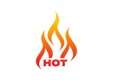 Hot Logo. Word Hot And Flames On White Background