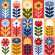 Scandinavian style floral rectangular summer vector pattern. Part three.