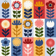 Scandinavian style floral rectangular summer vector pattern. Part one.