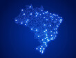 Glowing communication network map of Brazil
