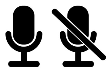 Simple vector Set 2 Silhouette of Microphone, on and off