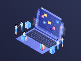 Wall Mural - business agreement isometric illustration dark gradient. suitable for mobile app, website, banner, d