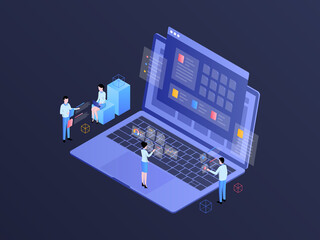 Wall Mural - business documentation isometric illustration dark gradient. suitable for mobile app, website, banne