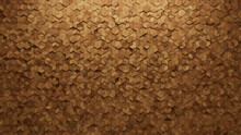 Timber, Natural Wall Background With Tiles. Diamond Shaped, Tile Wallpaper With Wood, 3D Blocks. 3D Render