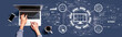 © Tierney - Online meeting theme with person using a laptop computer