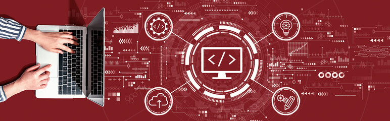 web development concept with person using a laptop computer
