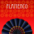 red andalusian flamenco background woth folding fan