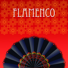 red andalusian flamenco background woth folding fan