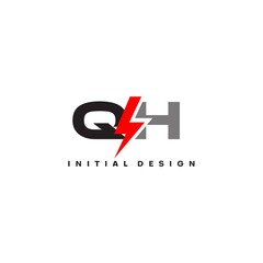Canvas Print - Letter QH logo combined with lightning icon shape