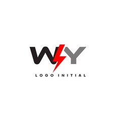 Canvas Print - Letter WY logo combined with lightning icon shape