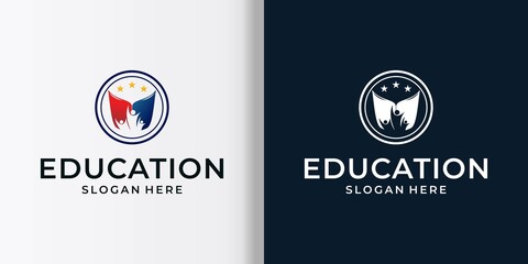 Wall Mural - school logo global concept premium vector