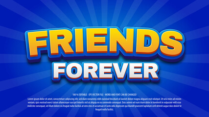 Wall Mural - Best friends 3d style text effect use for logo and business brand