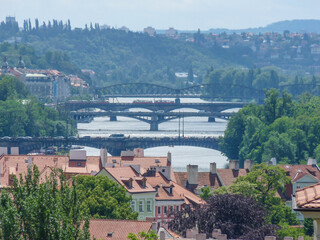 Wall Mural - Aerial view of beautiful Prague cityscape in Czech Republic