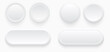 © Cobalt - White buttons for user interface, simple circle 3D modern design for mobile, web, social media, business. Neumorphism flat style vector editable illustration. White gray color minimal style UI icons s