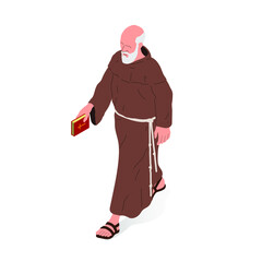 Wall Mural - Isometric vector illustration of a Christian religious man, priest or monk.