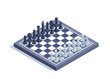 isometric vector illustration on a white background, a chessboard with figures placed on it, a game of chess