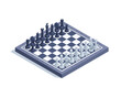 © dimon_ua - isometric vector illustration on a white background, a chessboard with figures placed on it, a game of chess