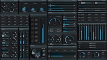 HUD abstract Sci Fi technological template. Animated texture for broadcast futuristic animation.Many HUD digital elements. Digital hud graphic of screen