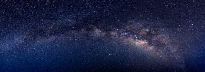 Wall Mural - panorama blue night sky milky way and star on dark background