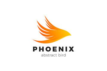 Wall Mural - Flying Bird Logo Abstract Phoenix Design vector template. Elegant silhouette Eagle Falcon Wings Logotype concept.