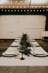 Sticker - Vertical shot of a wedding table set up under the lights