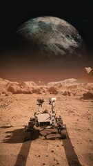 Wall Mural - footage of nasa's mars rover traveling across the surface of mars towards saturn