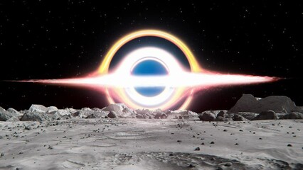 Wall Mural - footage of a supermassive bright black hole in a dark galaxy seen from mars