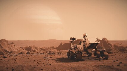 Wall Mural - footage of nasa's mars rover traveling across the surface of mars towards jupiter