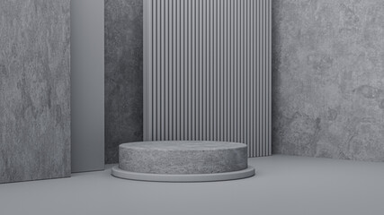 Sticker - 3d rendering product display with gray concrete texture