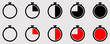 Set of red timer icons. Timer icon. Chrono icon. Vector illustration