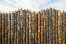 Wooden Palisade Made Of Logs