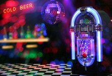 Jukebox In Bar With Disco Ball And Bokeh Composite Shot