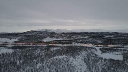 Poster - Shot of highway road in winter forest