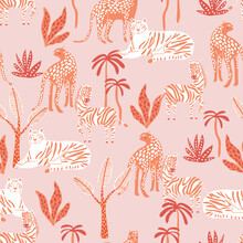 Cute Safari Wild Animal Seamless Pattern Vector Illustration EPS10 ,Design For Fashion , Fabric, Textile, Wallpaper, Cover, Web , Wrapping