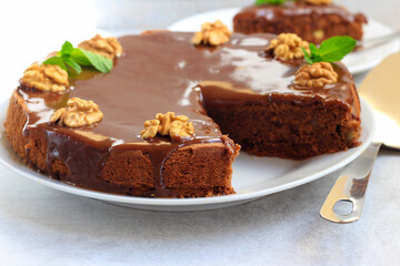 Chocolate and walnut cake