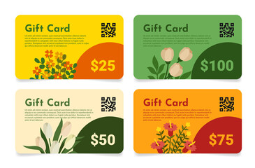 Wall Mural - Collection flowers gift card business marketing coupon for shopping at fashion store vector