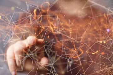 Wall Mural - global world network and telecommunication on earth cryptocurrency and blockchain and iot
