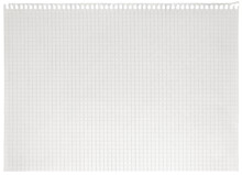 Checked Spiral Notebook Page Paper Background, Old Aged White Chequered Ring Binder Sheet Flat Lay A4 Copy Space, Isolated Horizontal Grey Squared Pattern Maths Notepad, Torn Out Stapled Blank Empty
