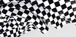 © vegefox.com - Black and white checkered curved flag or ribbon, sport banner on dark background