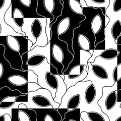 Wall Mural - leaves seamless pattern. repeated abstract flower background. modern leaf texture. repeating contemp