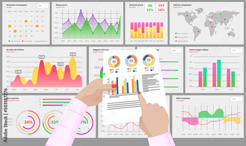 Infographic chart vector template. Annual statistics curve graph design ...
