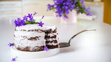 Fototapeta Kuchnia - Naked cake, tort urodzinowy, aranżacja stołu