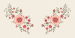 Design element of embroidered flowers. Vector floral neckline design.