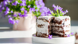 Fototapeta Kuchnia - Naked cake, urodzinowy tort, aranżacja stołu