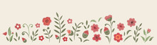 Embroidered Flowers. Design Element. Vector Print.