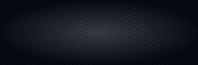 Carbon Fiber. Black Interlaced Fibers Texture, Light Material For Sport Car Tuning And Strong Aramid Structure Dark Panoramic Vector Background