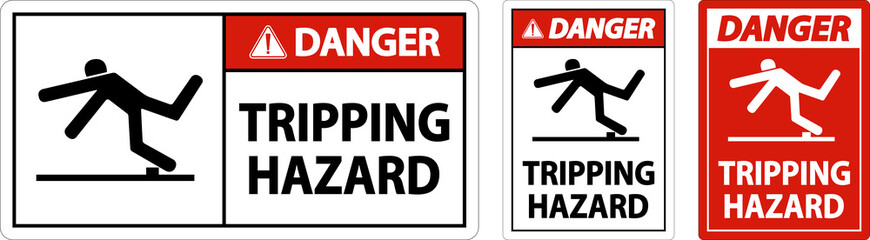 Poster - Danger Tripping Hazard Sign On White Background