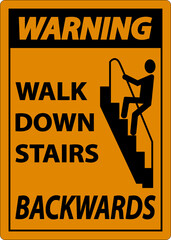 Poster - Warning Walk Down Stairs Backwards Sign