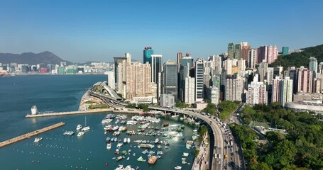 Canvas Print - Top view of Hong Kong city