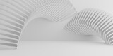 Fototapeta Do przedpokoju - Abstract Architecture Background. 3d Illustration of White Circular Building, Futuristic Technology Design, Modern Geometric Wallpaper, White Circular Design.